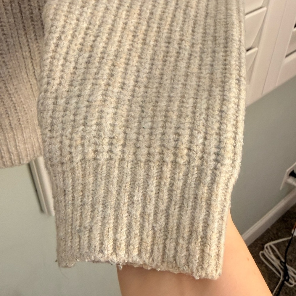 Pure Collection Cream Ribbed Crew Neck Sweater Size XL - Picture 8 of 8